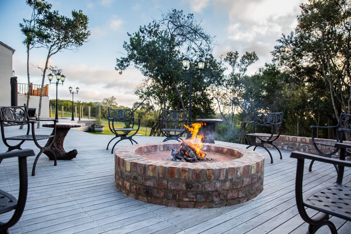 Pool area at twilight